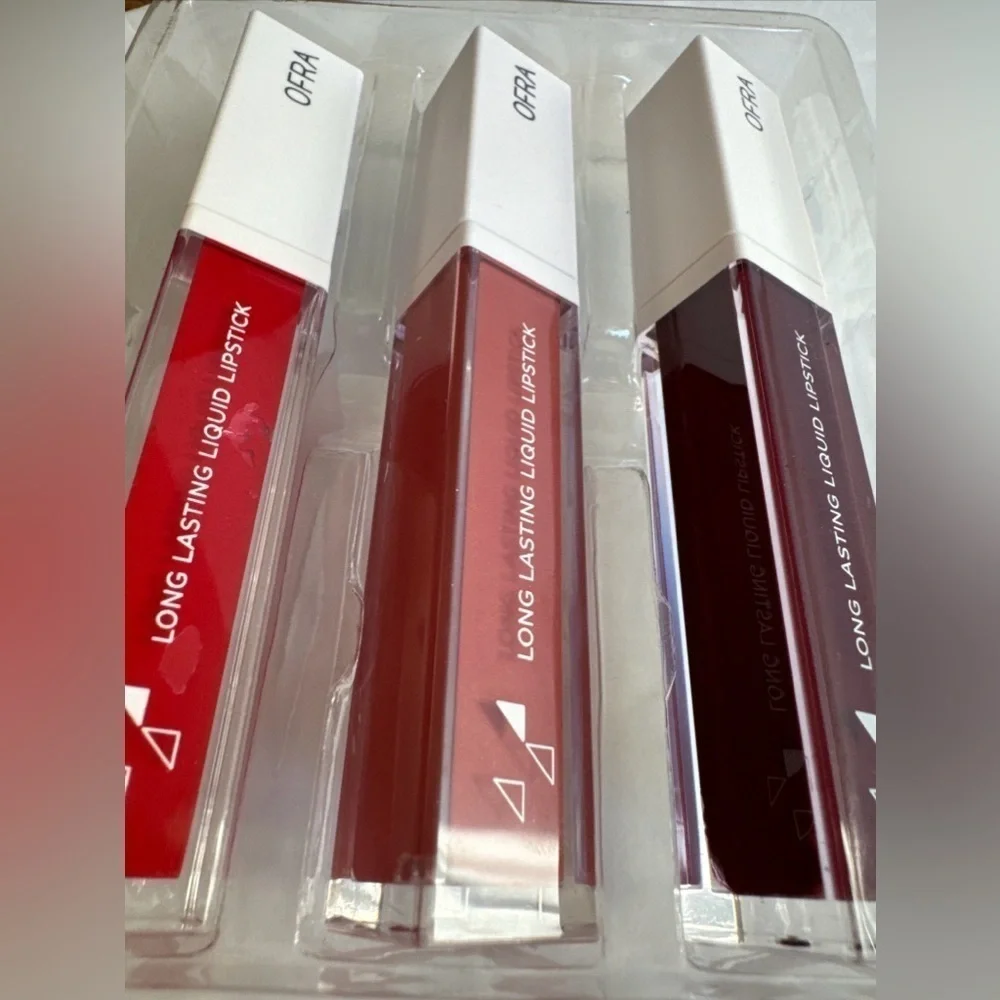 3 OFRA Long Lasting Liquid Lipstick. Ruby. Vermillion. Baroque